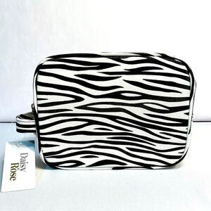 ZEBRA STRIPED COSMETIC TOTE TRAVEL BAG